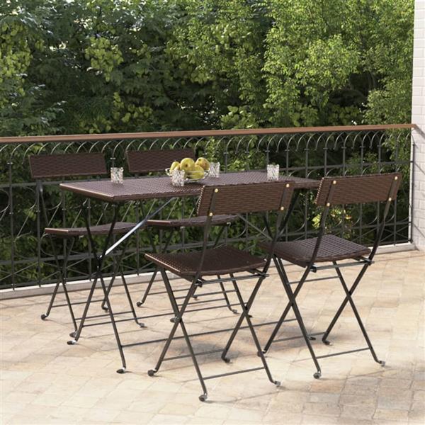 Grote foto vidaxl bistrostoelen 4 st inklapbaar poly rattan en staal bruin tuin en terras tuinmeubelen