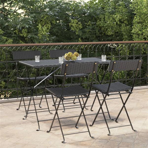 Grote foto vidaxl bistrostoelen 4 st inklapbaar poly rattan en staal zwart tuin en terras tuinmeubelen