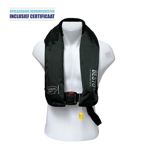 Grote foto besto reddingsvest 165n groen manueel zonder harnas visser editie watersport en boten watersportkleding