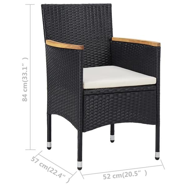 Grote foto vidaxl tuinstoelen 2 st poly rattan zwart tuin en terras tuinmeubelen