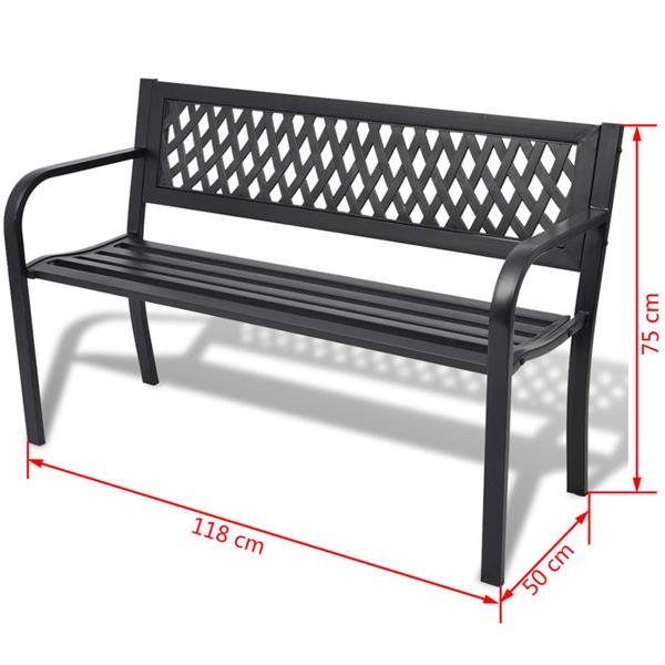 Grote foto vidaxl tuinbank 118 cm staal zwart tuin en terras tuinmeubelen