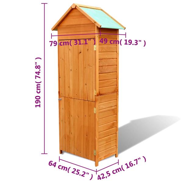 Grote foto vidaxl tuinkast 42 5x64x190 cm bruin tuin en terras overige tuin en terras