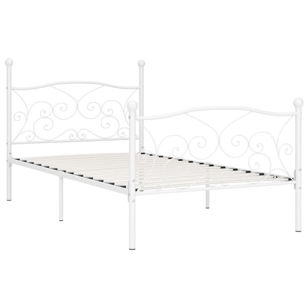 Grote foto vidaxl bedframe met lattenbodem metaal wit 100x200 cm antiek en kunst stoelen en banken