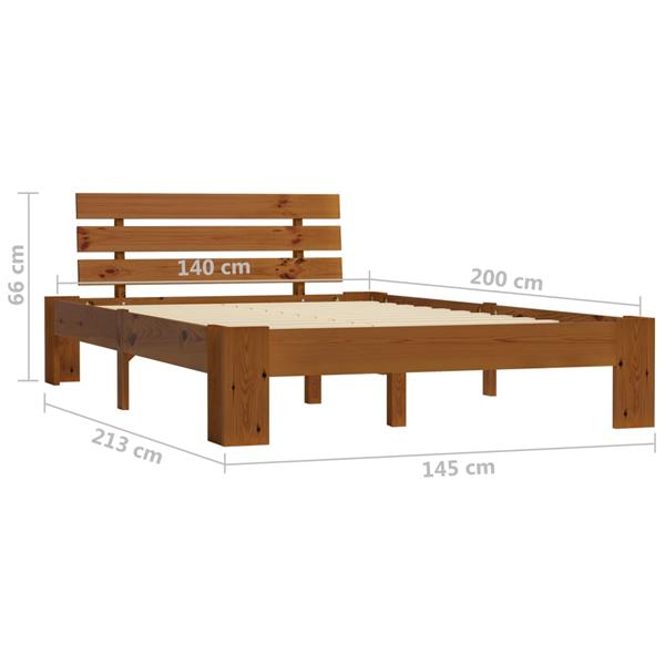 Grote foto vidaxl bedframe met hoofdbord grenenhout honingbruin 140x200 cm antiek en kunst stoelen en banken