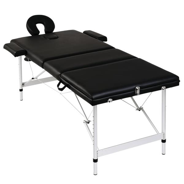 Grote foto vidaxl inklapbare massagetafel 3 zones met aluminium frame zwart beauty en gezondheid massage