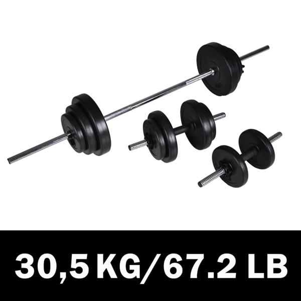 Grote foto vidaxl barbell en dumbbellset 30 5 kg sport en fitness fitness