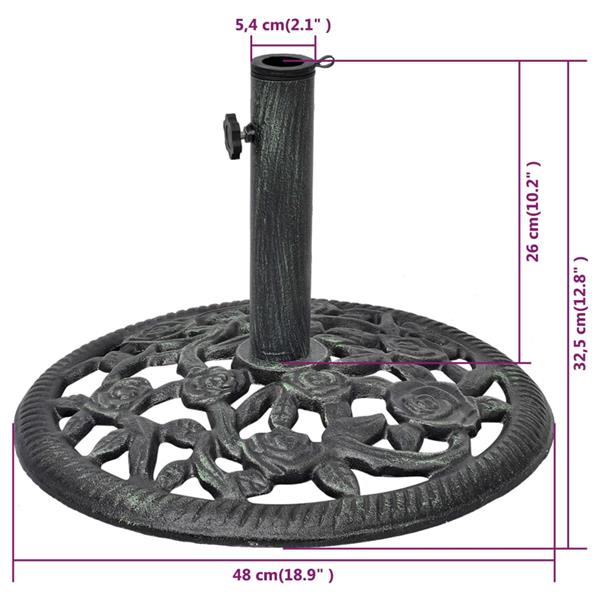 Grote foto vidaxl parasolvoet 12 kg 48 cm gietijzer tuin en terras overige tuin en terras