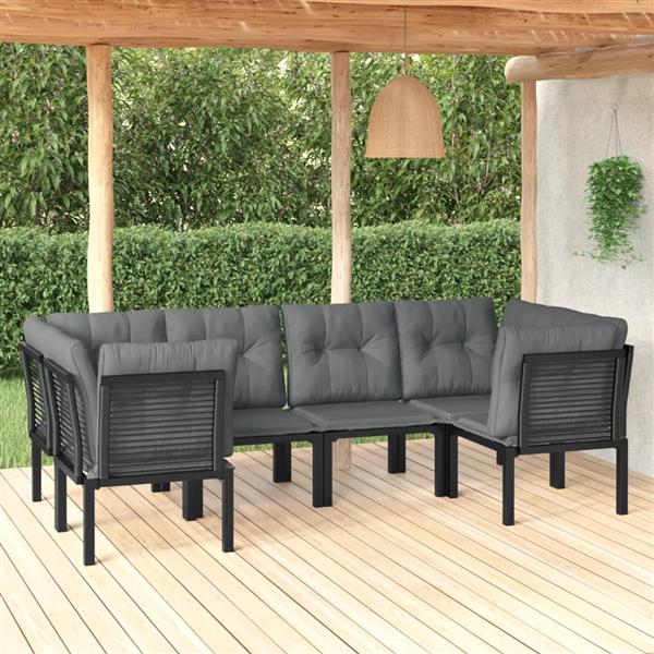 Grote foto vidaxl 6 delige loungeset poly rattan zwart en grijs tuin en terras tuinmeubelen