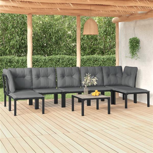 Grote foto vidaxl 8 delige loungeset poly rattan zwart en grijs tuin en terras tuinmeubelen