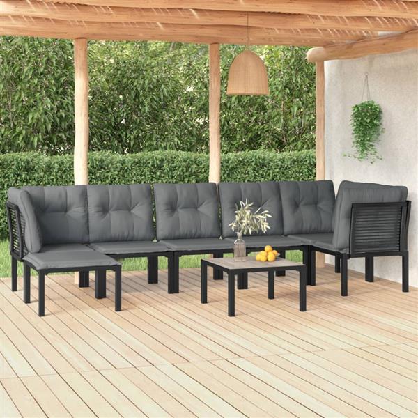 Grote foto vidaxl 8 delige loungeset poly rattan zwart en grijs tuin en terras tuinmeubelen