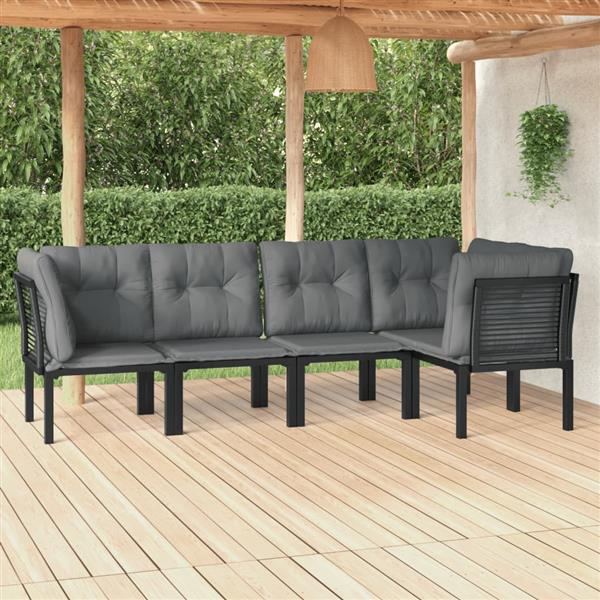 Grote foto vidaxl 5 delige loungeset poly rattan zwart en grijs tuin en terras tuinmeubelen