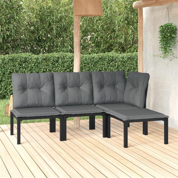 Grote foto vidaxl 4 delige loungeset poly rattan zwart en grijs tuin en terras tuinmeubelen