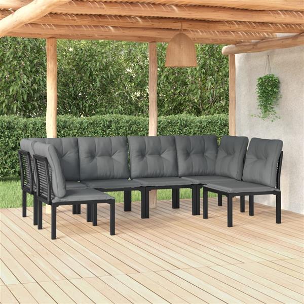 Grote foto vidaxl 6 delige loungeset poly rattan zwart en grijs tuin en terras tuinmeubelen