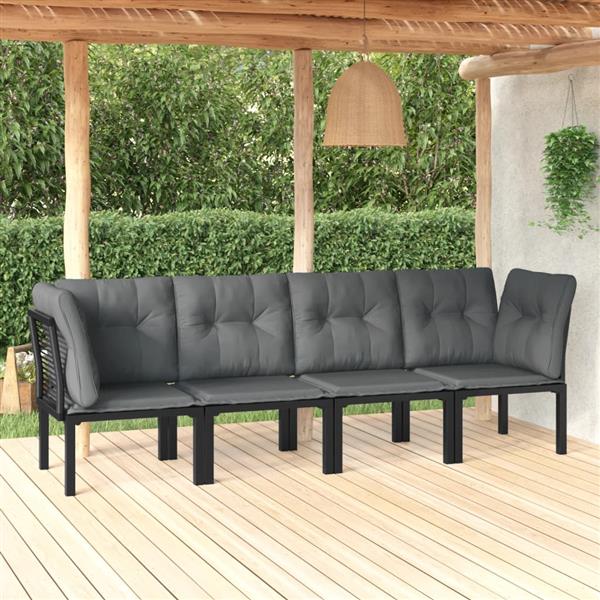 Grote foto vidaxl 4 delige loungeset poly rattan zwart en grijs tuin en terras tuinmeubelen