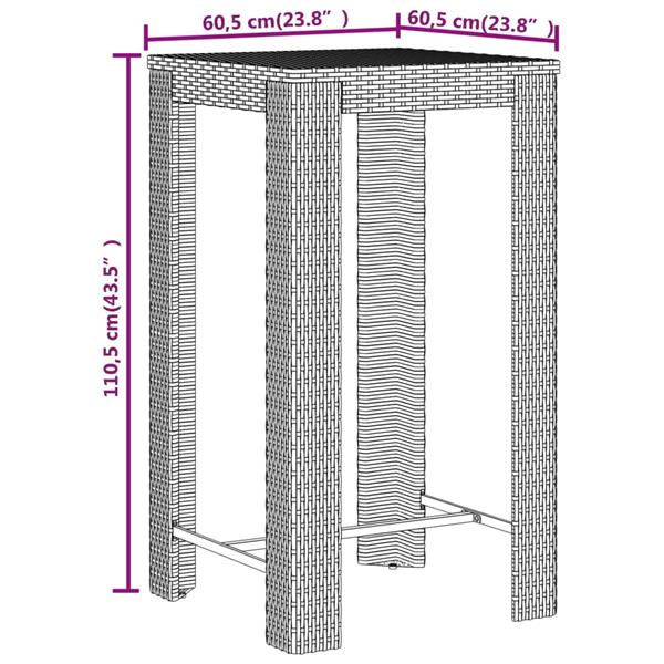 Grote foto vidaxl 3 delige tuinbarset poly rattan en massief acaciahout grijs tuin en terras tuinmeubelen