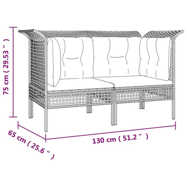 Grote foto vidaxl 6 delige loungeset met kussens poly rattan grijs tuin en terras tuinmeubelen