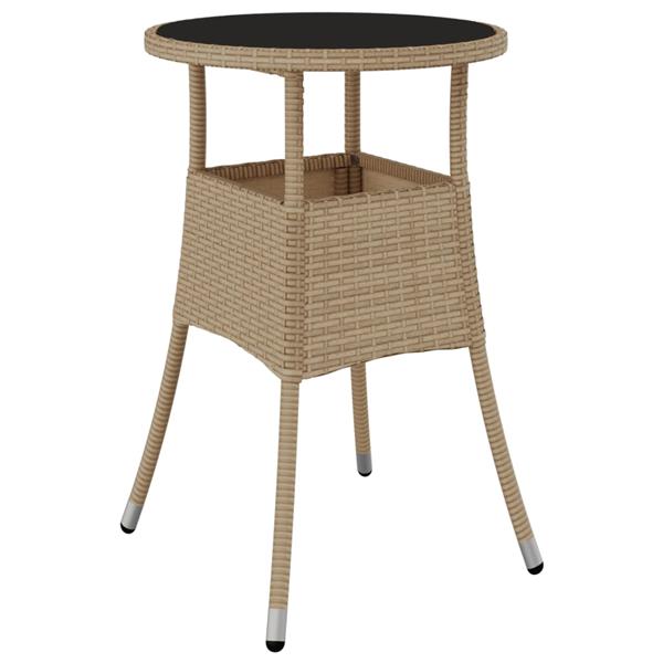 Grote foto vidaxl 3 delige bistroset met kussens poly rattan beige tuin en terras tuinmeubelen