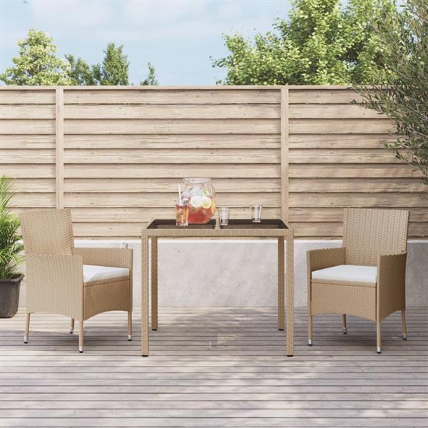 Grote foto vidaxl 3 delige tuinset met kussens poly rattan beige tuin en terras tuinmeubelen