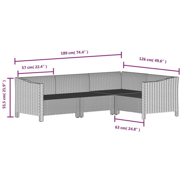 Grote foto vidaxl 5 delige loungeset met kussens poly rattan grijs tuin en terras tuinmeubelen