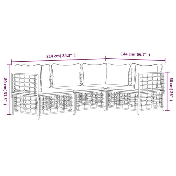 Grote foto vidaxl 4 delige loungeset met kussens poly rattan antracietkleurig tuin en terras tuinmeubelen