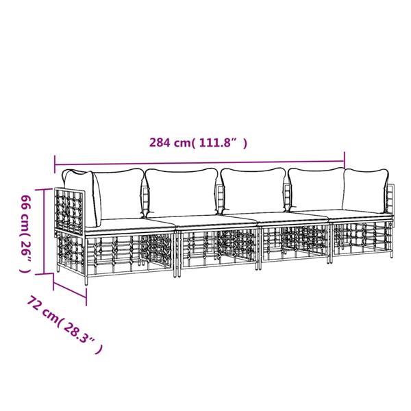 Grote foto vidaxl 4 delige loungeset met kussens poly rattan antracietkleurig tuin en terras tuinmeubelen