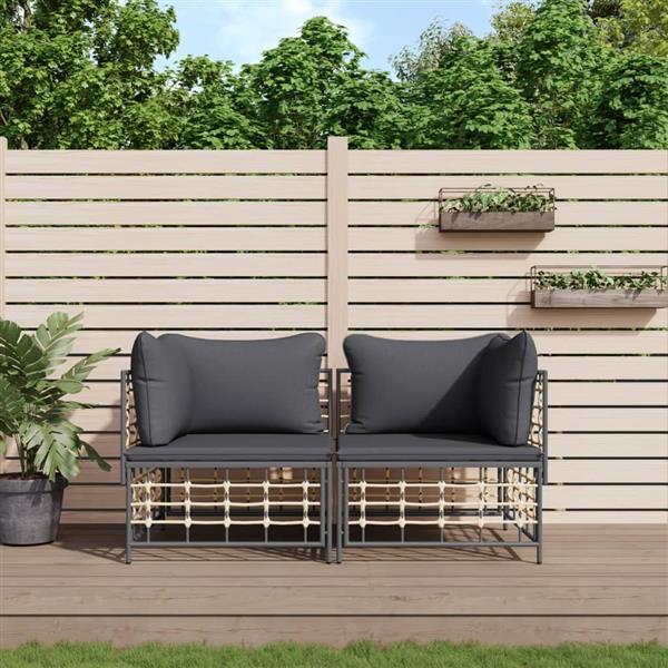 Grote foto vidaxl hoekbanken sectioneel met kussens 2 st poly rattan tuin en terras tuinmeubelen