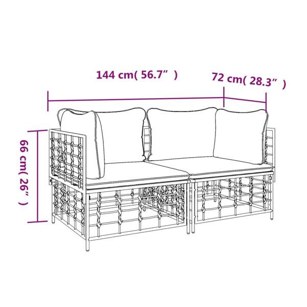 Grote foto vidaxl hoekbanken sectioneel met kussens 2 st poly rattan tuin en terras tuinmeubelen