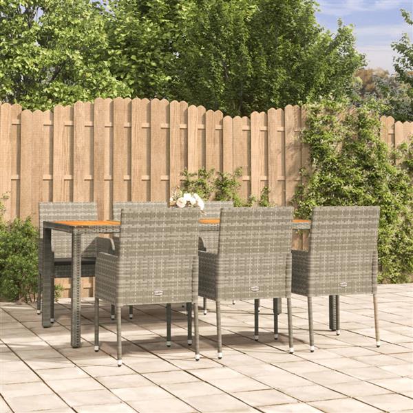 Grote foto vidaxl 7 delige tuinset met kussens poly rattan grijs tuin en terras tuinmeubelen