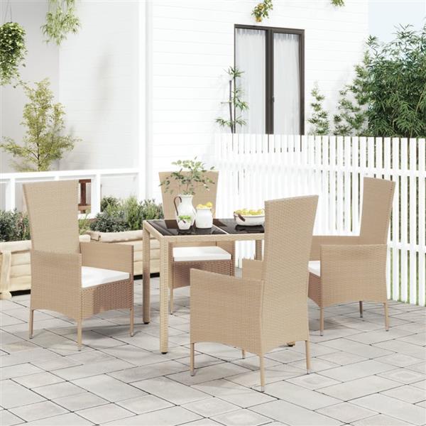 Grote foto vidaxl 5 delige tuinset met kussens poly rattan beige tuin en terras tuinmeubelen