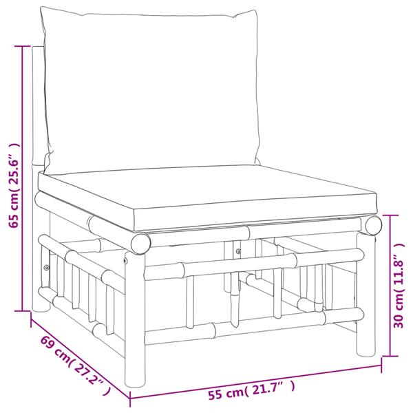 Grote foto vidaxl 4 delige loungeset met kussens bamboe cr mewit tuin en terras tuinmeubelen