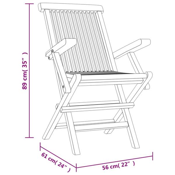 Grote foto vidaxl tuinstoelen inklapbaar 4 st 56x61x89 cm massief teakhout grijs tuin en terras tuinmeubelen