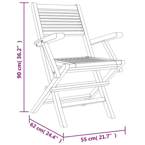 Grote foto vidaxl tuinstoelen inklapbaar 4 st 55x62x90 cm massief teakhout tuin en terras tuinmeubelen