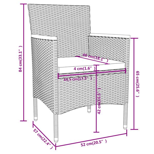 Grote foto vidaxl 3 delige tuinset poly rattan zwart tuin en terras tuinmeubelen