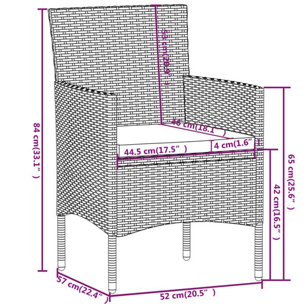 Grote foto vidaxl 3 delige tuinset poly rattan grijs tuin en terras tuinmeubelen