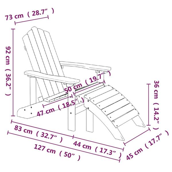 Grote foto vidaxl tuinstoelen adirondack met voetenbank tafel hdpe antracietkleur tuin en terras tuinmeubelen