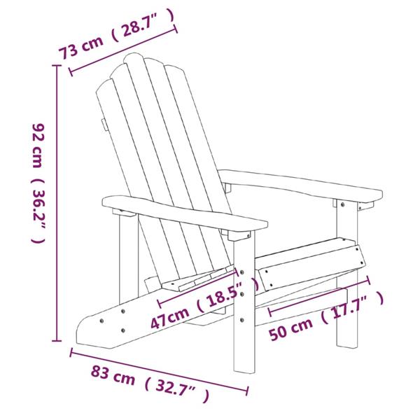 Grote foto vidaxl tuinstoel adirondack met tafel hdpe wit tuin en terras tuinmeubelen