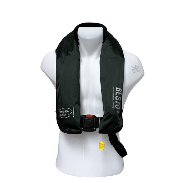 Grote foto besto reddingsvest 165n groen manueel zonder harnas visser editie watersport en boten watersportkleding