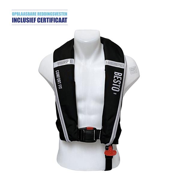 Grote foto besto comfort fit 180n zonder harnas automatisch reddingsvest grijs watersport en boten watersportkleding