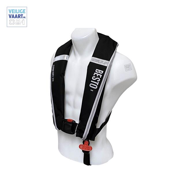 Grote foto besto comfort fit 180n zonder harnas automatisch reddingsvest grijs watersport en boten watersportkleding