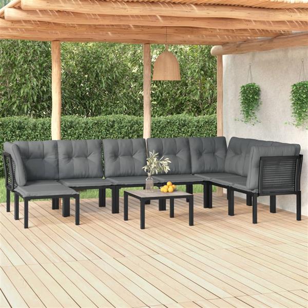 Grote foto vidaxl 9 delige loungeset poly rattan zwart en grijs tuin en terras tuinmeubelen